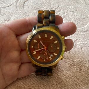 Michael Kors Gold and Brown Tortoise Watch